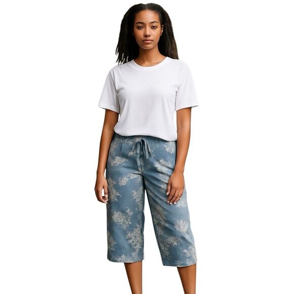 Vintage Capacity Hawaiian Print Culottes Capris S - Picture 2 of 11